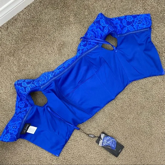 La Femme Off The Shoulder Top Electric Blue 2 - Picture 7 of 7